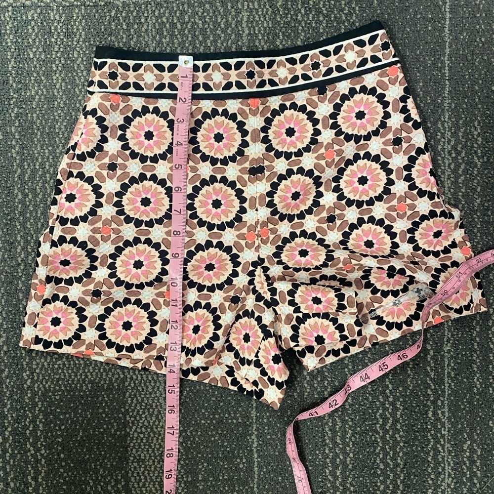 Kate Spade High Rise Floral Mosaic Jacquard Shorts Pink Black White Sz 0 - Picture 8 of 8